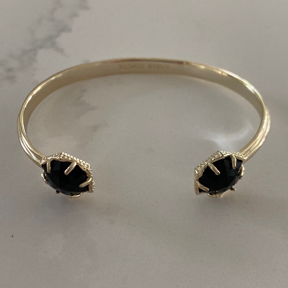Kendra Scott hexagonal black gold cuff bracelet